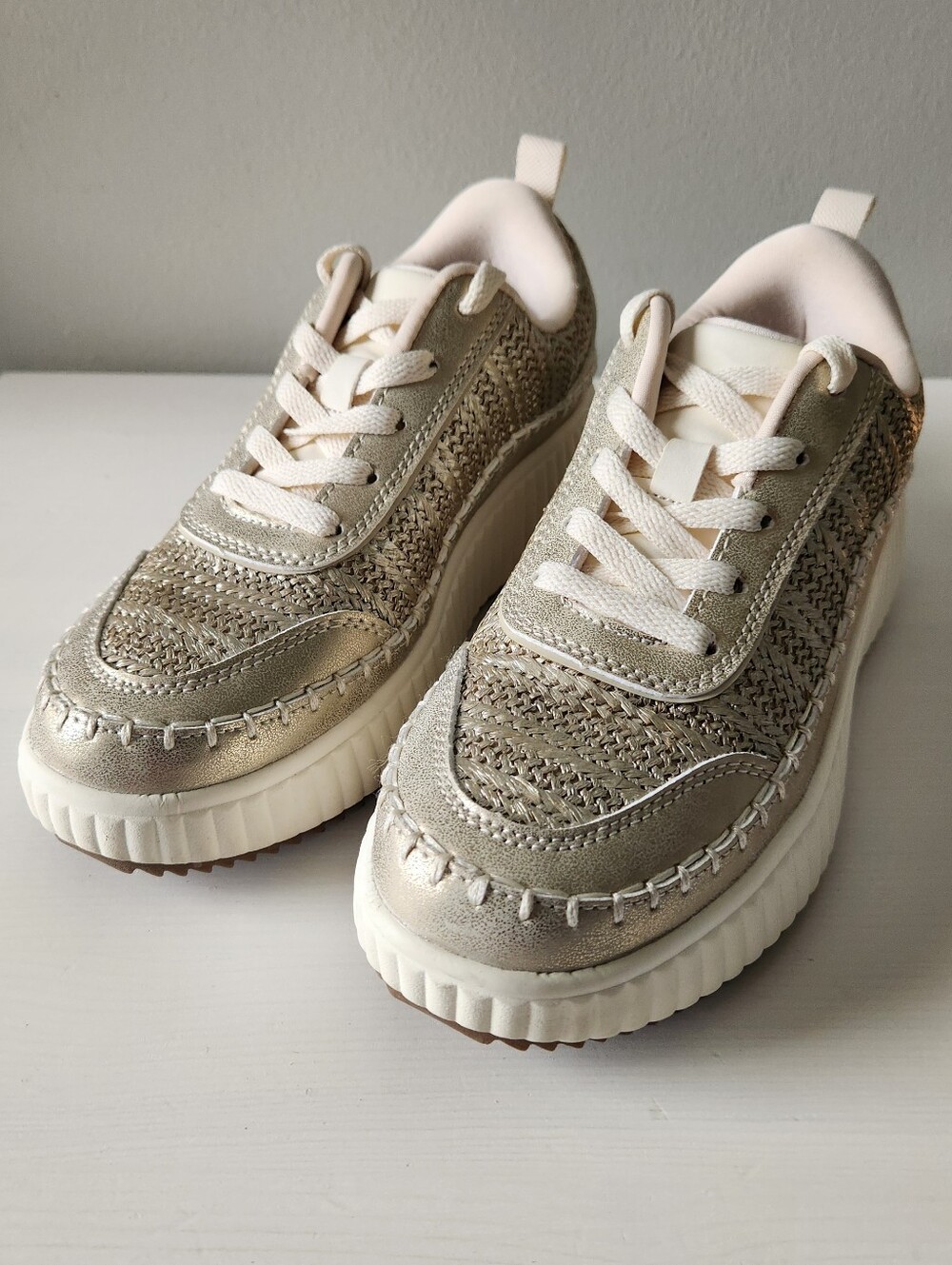 DREAM PAIRS[Arch] Tweed-Effect Platform Fashion Sneakers Women 7.5
